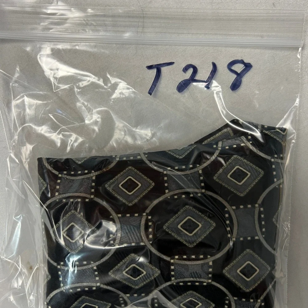 Bellagio Collezioni‎ Black Geometric Diamond Silk Necktie Italian Hand Crafted